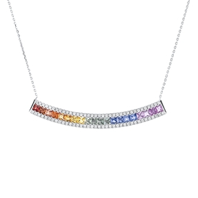 Collier 750 Weißgold 20 Saphire 3,89ct mehrfarbig 74 Brillanten 0,89ct F-SI L:50cm Collier 750 Weißgold 20 Saphire 3,89ct mehrfarbig 74 Brillanten 0,89ct F-SI L:50cm
