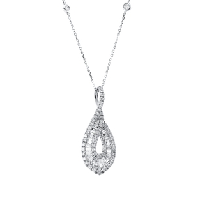 Collier aus 750 Gold Weißgold 87 Diamanten 1,11ct TW-SI L:45cm