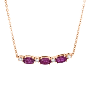 Collier aus 750 Rotgold 3 Rubine 0,87ct rot 4 Brillanten 0,1ct F-SI L:45,7cm
