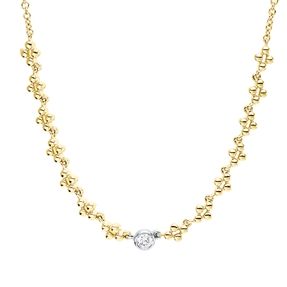 Collier aus 750 Gold gelb/weiß Brillant 0,06ct TW-PI L:40cm Zarge