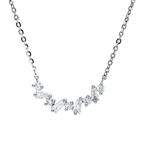 Collier aus 750 Gold Weißgold 9 Diamanten 0,17ct TW-SI L:45cm