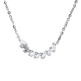 Collier aus 750 Weißgold 8 Diamanten Trapez-Schliff 0,18ct TW-SI L:45cm