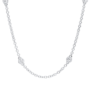 Collier aus 750 Gold Weißgold 10 Brillanten 0,51ct TW-SI L:45,7cm Zarge