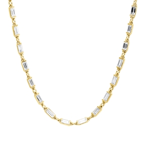 Collier aus 750 Gelbgold 62 Diamanten Baguette-Schliff 3,01ct TW-VSI L:40,6cm