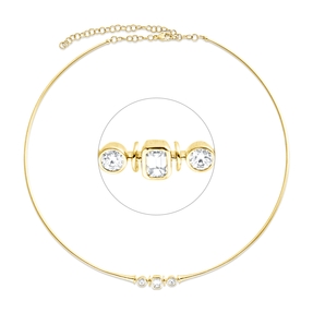 Collier aus 750 Gold Gelbgold 3 Diamanten 0,61ct TW-SI L:42cm Zarge