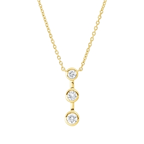 Collier aus 750 Gold Gelbgold 3 Brillanten 0,23ct TW-SI L:45,7cm