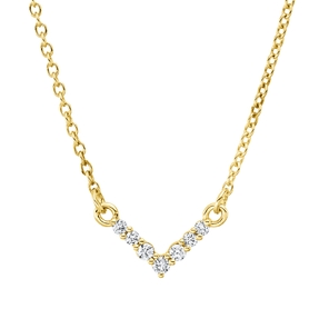 Collier aus 750 Gelbgold 7 Brillanten 0,05ct TW-SI L:45,7cm Fassung rhodiniert