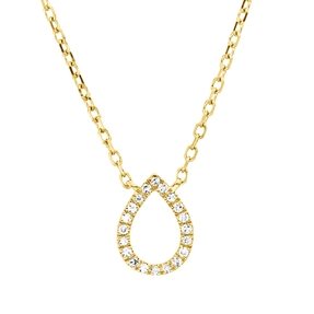 Collier Tropfen aus 750 Gold Gelbgold 20 Diamanten 0,04ct TW-SI L:45cm
