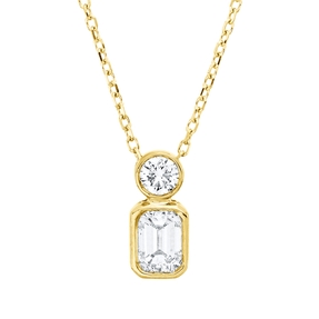 Collier aus 750 Gold Gelbgold 2 Diamanten 0,48ct TW-SI L:45cm Zarge