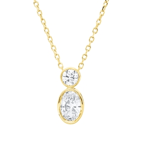 Collier aus 750 Gold Gelbgold 2 Brillanten 0,1ct TW-SI L:45cm Zarge