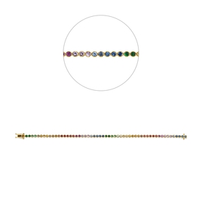 Armband aus 750 Gold Gelbgold 56 Saphire 3,78ct mehrfarbig B:3mm L:17,8cm