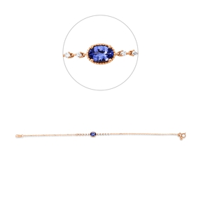 Armband aus 750 Rotgold Tansanit 0,51ct blau 10 Brillanten 0,11ct TW-PI L:17,8cm