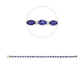 Armband aus 585 Gelbgold 27 Tansanite 6,38ct blau 27 Brillanten 0,49ct TW-SI Armband aus 585 Gelbgold 27 Tansanite 6,38ct blau 27 Brillanten 0,49ct TW-SI