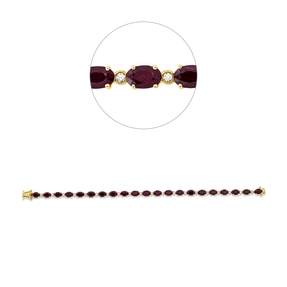 Armband aus 750 Gelbgold 21 Rubine 11,74ct rot 21 Brillanten 0,39ct TW-SI
