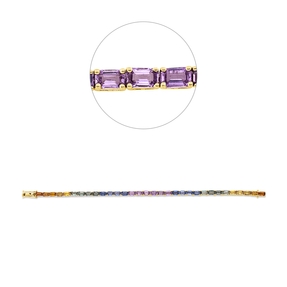 Armband aus 585 Gelbgold 32 Saphire 11,07ct mehrfarbig B:3,2mm L:16,5cm