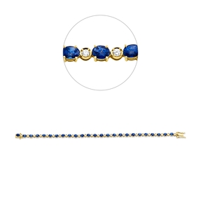 Armband aus 750 Gelbgold 25 Saphire 7,45ct blau 25 Brillanten 0,51ct F-VSI/SI