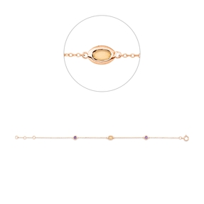 Armband aus 750 Gold Rotgold 3 Amethyste 0,41ct lila L:18cm