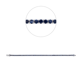 Armband aus 750 Gold Weißgold 61 Saphire 3,87ct blau B:2,4mm L:17cm 4er-Krappe