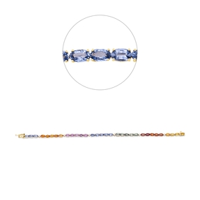 Armband aus 585 Gelbgold 32 Saphire 9,51ct mehrfarbig 7 Brillanten 0,07ct TW-SI