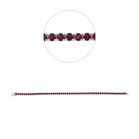 Armband aus 750 Gold Weißgold 54 Rubine 5,28ct rot B:2,7mm L:17cm