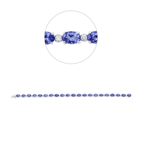 Armband aus 750 Weißgold 21 Tansanite 13,96ct blau 21 Brillanten 0,85ct TW-SI