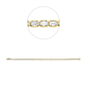 Armband aus 750 Gold gelb/weiß 37 Diamanten Smaragd-Schliff 7,14ct TW-SI Zarge
