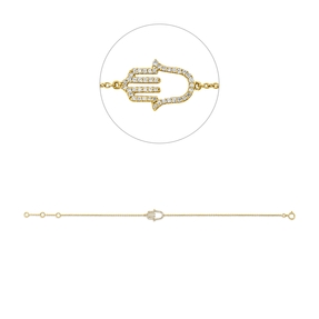 Armband Hand aus 750 Gelbgold 45 Brillanten 0,09ct TW-SI B:8,2mm L:18cm