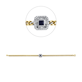 Armband aus 750 Gold gelb/weiß Saphir 0,15ct blau 54 Diamanten 0,24ct TW-SI