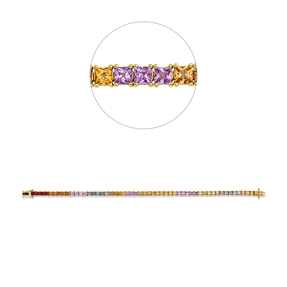Armband aus 750 Gelbgold 54 Saphire 9,58ct mehrfarbig 2 Brillanten 0,03ct W-PI