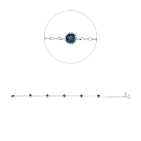 Armband aus 750 Gold Weißgold 5 Saphire 0,9ct blau B:4,5mm L:17,8cm