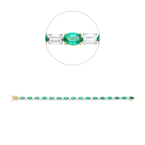 Armband aus 750 Gold gelb 16 Smaragde 10,7ct grün mit Diamanten L:17,8cm