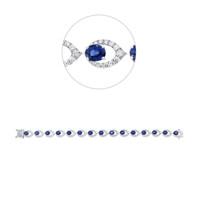 Armband aus 750 Weißgold 15 Saphire 7,36ct blau 195 Brillanten 2,06ct F-VVS/VS