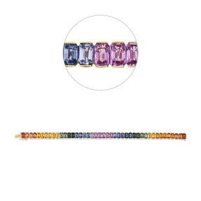 Armband aus 750 Gold Rotgold 43 Saphire 30,74ct mehrfarbig B:6,5mm L:17,5cm