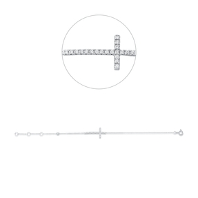 Armband Kreuz aus 750 Weißgold 21 Brillanten 0,17ct TW-SI B:10,2mm L:16,5cm