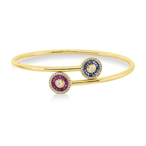 Armreif aus 585 Gelbgold 32 Saphire 0,78ct blau 54 Brillanten 0,29ct TW-SI 48x58mm Armreif aus 585 Gelbgold 32 Saphire 0,78ct blau 54 Brillanten 0,29ct TW-SI 48x58mm