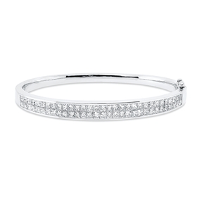 Armreif aus 750 Weißgold 62 Diamanten Prinzess-Schliff 4,75ct F-VSI 48x58mm