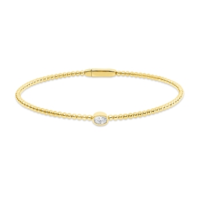 Solitaire Armreif aus 750 Gelbgold Diamant Oval-Schliff 0,19ct TW-SI 50x60mm Zarge Solitaire Armreif aus 750 Gelbgold Diamant Oval-Schliff 0,19ct TW-SI 50x60mm Zarge