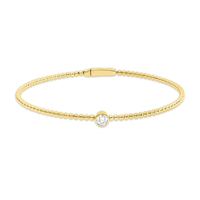 Solitaire Armreif aus 750 Gold Gelbgold Brillant 0,22ct TW-SI 50x60mm Zarge