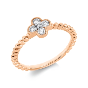 Ring aus 750 Rotgold 4 Brillanten 0,24ct TW-SI 1 Brillant 0,01ct TW-SI B:7mm