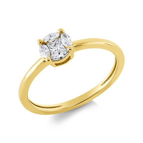 Ring aus 750 Gold Gelbgold 5 Diamanten 0,27ct TW-VSI B:5,7mm