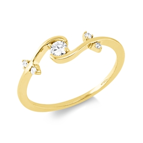 Ring aus 750 Gelbgold 4 Brillanten 0,04ct TW-SI 1 Brillant 0,11ct TW-SI B:5,1mm