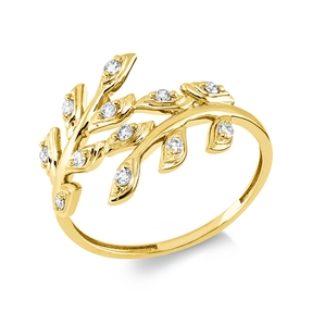 Ring aus 750 Gelbgold 4 Brillanten 0,06ct TW-SI 8 Brillanten 0,1ct TW-SI B:13,1mm