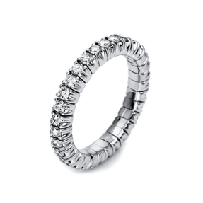 Flex-Ring aus 750 Gold Weißgold 33 Brillanten 0,87ct TW-SI B:3,2mm 4er-Krappe