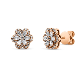 Ohrstecker aus 750 Gold Rotgold 74 Diamanten 0,64ct TW-SI 9,3x9,3mm