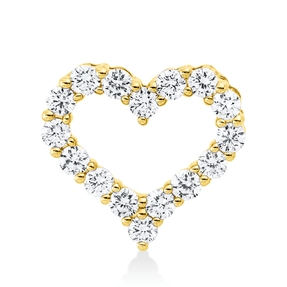 Anhänger Herz aus 585 Gelbgold 16 Brillanten 0,34ct W-SI/PI 10,7x11,7mm