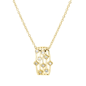 Collier aus 750 Gelbgold 4 Diamanten 0,02ct TW-SI 5 Diamanten 0,04ct TW-SI L:45cm