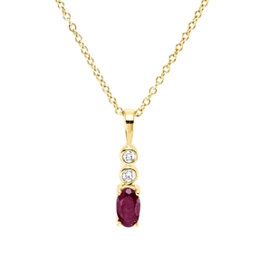 Collier aus 750 Gelbgold Rubin 0,28ct rot 2 Brillanten 0,03ct TW-SI L:45cm