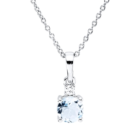 Collier aus 750 Weißgold Aquamarin 0,3ct blau Brillant 0,03ct TW-SI L:45cm