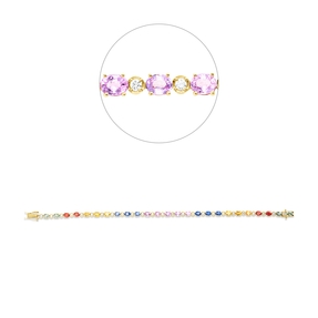 Armband aus 750 Gelbgold 25 Saphire 5,91ct mehrfarbig 25 Brillanten 0,52ct F-SI