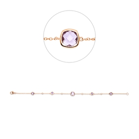 Armband aus 750 Rotgold 5 Amethyste 1,81ct pink 4 Brillanten 0,06ct TW-SI